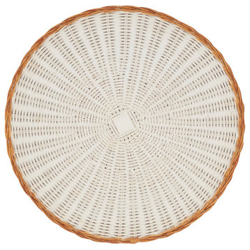 Natural Beauty Two-Tone Rattan Placemat, Set of 4, White, 15"