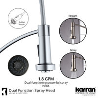 Karran 1-Handle Pull-Down Kitchen Faucet With Soap Dispenser, Stainless Steel