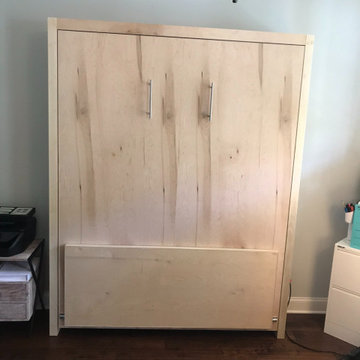 Custom Built Full Size Vertical Murphy Bed with Fold Down Desk Combo - Shellac F