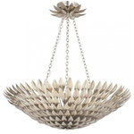 Crystorama - Broche 8 Light Antique Silver Chandelier - Layers of individual wrought iron leaves deliver a stunning, unique and functional light . The tailored elegance of the shimmering metallic florals are perfect for a transitional home though versatile enough to be incorporated into any modern design. While perfect for a bedroom, living area, or kitchen, it can be used anywhere you want to add a bit of glam.