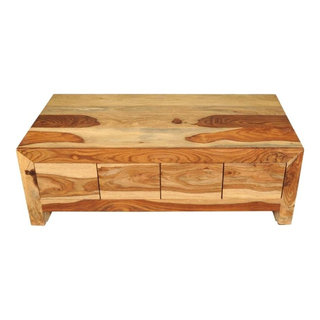 Kokanee Rustic Solid Wood Double Top Storage Trunk Coffee Table