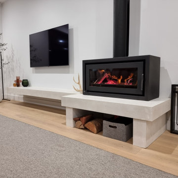 Fireplaces, hearths and benches