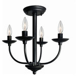 ArtCraft - ArtCraft AC11674BK Wrought Iron - 4 Light Semi-Flush Mount - The Wrought Iron collection is comprised of cleanWrought Iron 4 Light Black *UL Approved: YES Energy Star Qualified: n/a ADA Certified: n/a  *Number of Lights: 4-*Wattage:60w E12 Candelabra Base bulb(s) *Bulb Included:No *Bulb Type:E12 Candelabra Base *Finish Type:Black