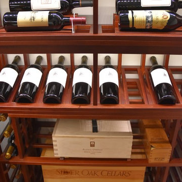 Rancho Santa Fe San Diego California Custom Wine Cellar Rustic Wine Room Display