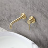 Stev Brushed Brass Single Lever Wall Mounted Bathroom Faucet Swivel Sink Faucet
