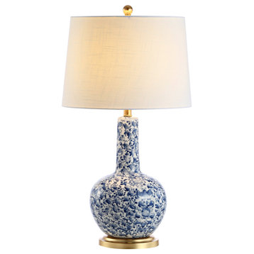 Chinois 30" Ceramic/Iron Classic Cottage LED Table Lamp, Blue by JONATHAN  Y