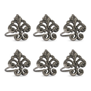 Set Of 8 Holiday Napkin Rings – Heart, Shamrock & Fleur De Lis, Gold Alloy With Rhinestones