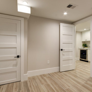 Basement remodeled with bedroom space and extra closet space in Vienna