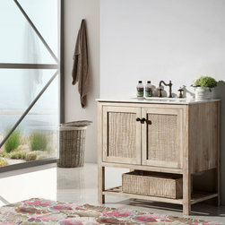 Abel 36 inch Rustic White Wash Bathroom Vanity Marble Top - Bathroom Vanities And Sink Consoles