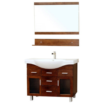 39.8" Single Sink Vanity Wood Walnut With Mirror