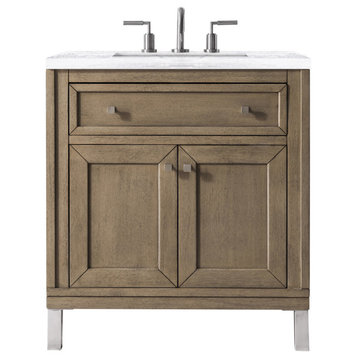 Chicago 30" Single Vanity Walnut w/3 CM Arctic Fall Solid Surface Top