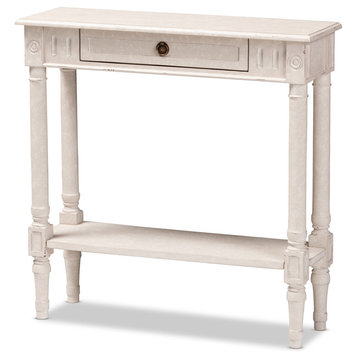 Ariella Country Cottage Farmhouse Whitewashed 1-Drawer Console Table