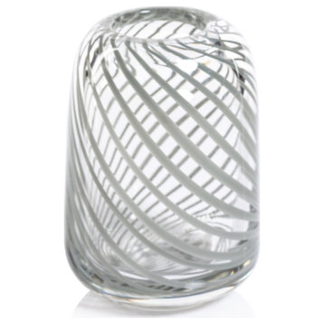 Chantilly Green Swirl Glass Bud Vase, Short Narrow