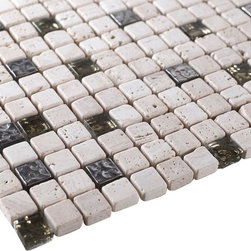 White Luxury Square Pebble Stone with Stainless Steel Mosaic Tiles - Home Accessories & Decor