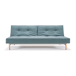 "Innovation" Splitback Mixed Dance Light Blue Sofa Bed / Light Wood Legs - Sofas