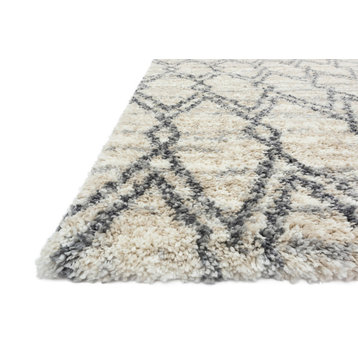 Shaggy Pile Quincy QC-04 Area Rug, Sand/Graphite, 2'3"x4'0"