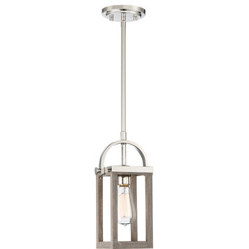 Bliss - 1 Light Mini Pendant - Driftwood Finish with Polished Nickel Accents