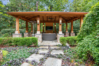 Large traditional exterior home idea in Atlanta with a shingle roof