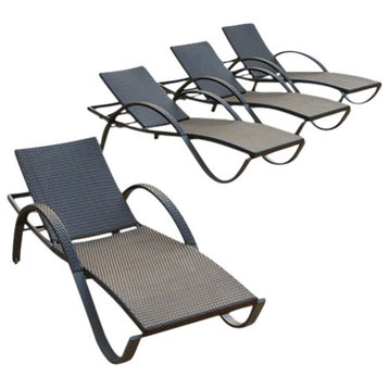Deco 4 Piece Sunbrella Outdoor Patio Chaise Lounge Chairs
