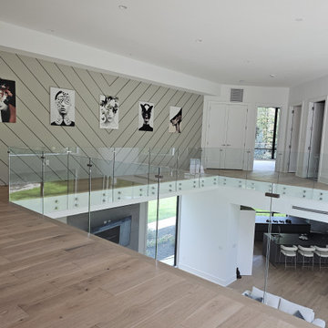 Project #129 | Modern White Oak Staircase with Slanted Risers