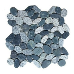 Exotic Glass STO 132 Grey/Black Cut Stone - Tile