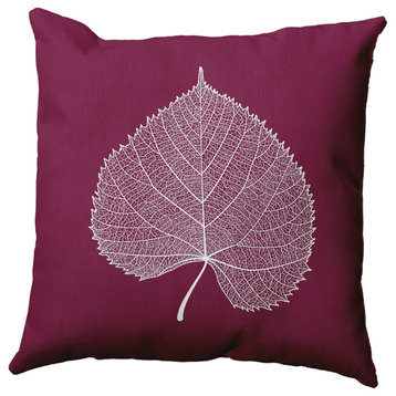 Leaf Study Indoor/Outdoor Throw Pillow, Plum, 18"x18"