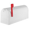 MB1 Stainless Steel Post Mount Mailbox White With Red Flag
