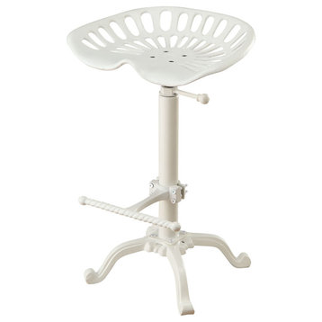 Adjustable Tractor Seat Stool, White