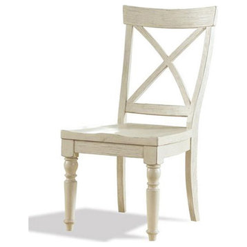 Riverside Furniture Aberdeen Wood Dining Side Chair in Weathered Worn White