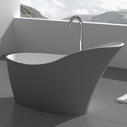 ADM Bathroom Design - ADM Slippered Freestanding Bathtub, Grey/White, 66.7" - Bathtubs