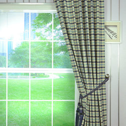 Paroo Cotton Blend Small Check Tab Top Curtains & Drapes - Curtains