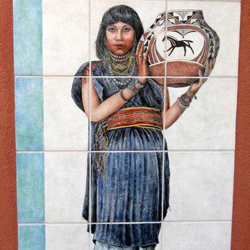 "Hopi Maidens" Santa Fe-Southwestern Style Exterior Tile Art