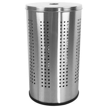 Brushed Stainless Steel Laundry Bin and Hamper