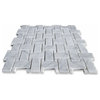 Carrara White Marble Basketweave Mosaic Tile White Dots Polished 1x2, 1 sheet