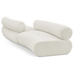 Meridian Furniture - Bale Cream Chenille Fabric Modular Sofa, Cream, 2-Piece, S-Shaped - Experience the perfect fusion of style and coziness with this Bale cream chenille fabric modular sofa, a standout piece from the Bale collection. A seamless combination of form and function, this sofa offers an inviting place to relax and curl up with a good book. Its luscious soft cream chenille upholstery exudes sophistication and provides unrivaled comfort. The sofa's upholstery has a cross-hatched design for a unique texture, adding to its aesthetic beauty in the living room, study, or lounge.