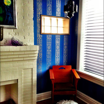 Arabesque Wall Stripe Stenciled Bedroom