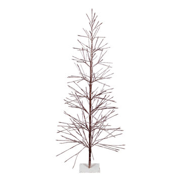 Flocked Brown Christmas Tree with Warm White LED Lights