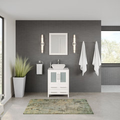 Project Source 24-in Gray Single Sink Bathroom Vanity with White