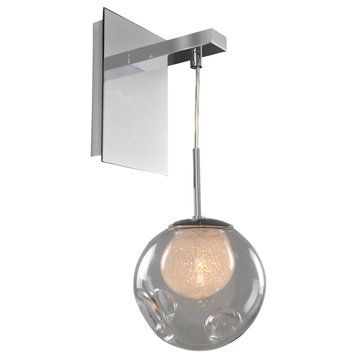 Kalco 309520 Meteor 1 Light Wall Sconce - Chrome / Clear Shade