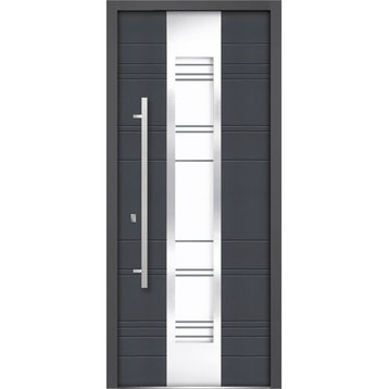 Exterior Prehung Clear Glass Door / Deux 5755 Gray Graphite, Left in