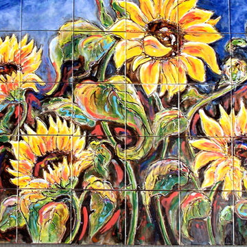 Tile Mural backsplash/Sunflowers