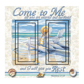 Matthew 11:28 Double Rocker Peel and Stick Switch Plate Cover: 2 Units
