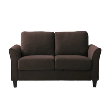 LifeStyle Solutions New Haven Loveseat in Coffee Microfiber Upholstery