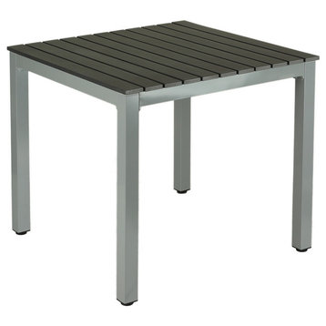 Jaxon Aluminum Outdoor Table, Poly Wood, Silver/Slate Gray