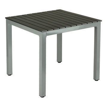 Jaxon Aluminum Outdoor Table, Poly Wood, Silver/Slate Gray