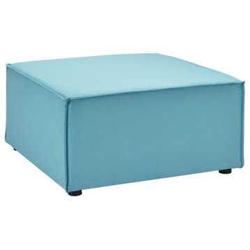 Saybrook Outdoor Patio Upholstered Sectional Sofa Ottoman Turquoise