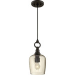 Quoizel - Quoizel CKKD1507WT Kendrick 1 Light Mini Pendant - Western Bronze - The Kendrick pendant is old world elegance with hints of farmhouse style. The base is classic with a contemporary o-ring at the top. The amber glass is hammered adding uniqueness and charm to this beautiful transitional pendant. Select from a variety of configurations and adjust the cable to your desired height.
