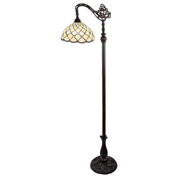 Tiffany Style Impearled Reading Floor Lamp, 62" Tall