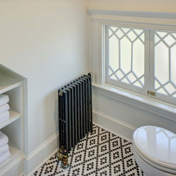 Vintage black and white guest bath