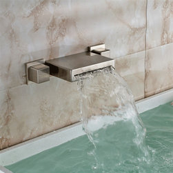Cali Brushed Nickel Wall Mounted Double Handled Bathtub Faucet - Bathtub Faucets